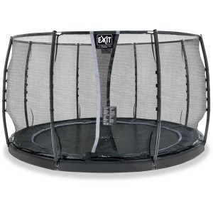 Trampolino interrato nero EXIT Dynamic Ø 366 cm con rete di sicurezza.
