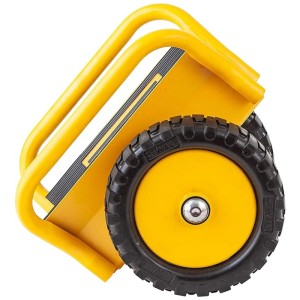 Chariot Dewalt DXWT-200, jaune/noir, charge 500 kg, détail de la roue.
