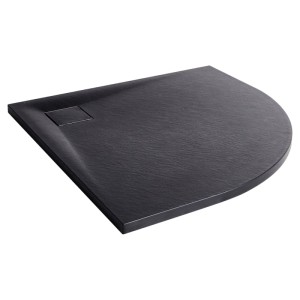 Receveur de douche Beliani Paron noir mat, triangulaire, aspect pierre naturelle, plat, antidérapant, avec bonde.