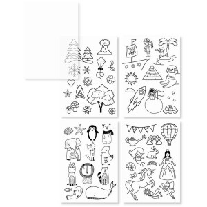 Bloc de papier calque A4 avec 50 feuilles et 4 feuilles de modèles avec divers motifs.