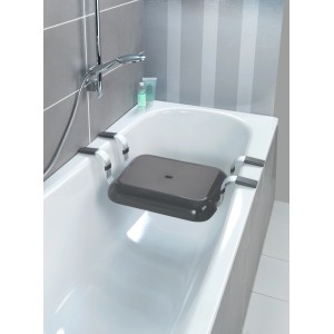 Siège de bain Wenko Secura Premium anthracite en polypropylène dans une baignoire.