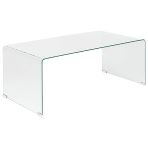 Table basse rectangulaire Kendall en verre de sécurité transparent, 40x50x100 cm.
