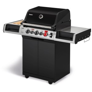 Barbecue à gaz Enders Uniq 3 IK Cruster : Grill noir avec brûleur latéral et thermomètre.