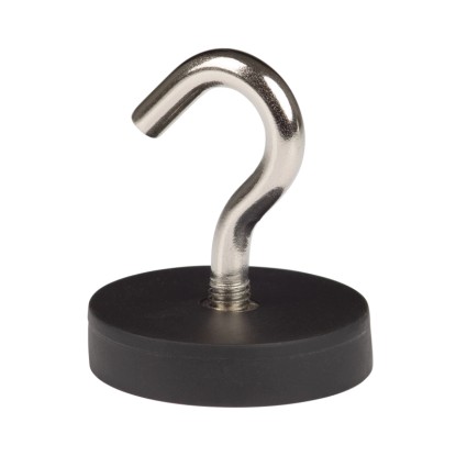 Fix-o-moll Magnethaken Neodym gummiert Schwarz-Silber 43 mm x Ø 38 mm