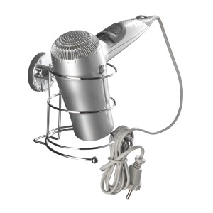 Wenko Support sèche-cheveux chromé avec système de fixation Vacuum-Loc pour salle de bain.