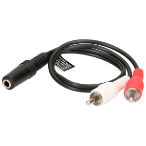 Adattatore audio stereo Schwaiger, 2 m, nero, con connettori jack e RCA.