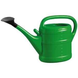 Arrosoir vert Geli, env. 10 l, avec pommeau de douche noir. Fixation pratique.