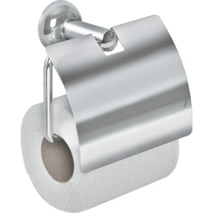 Porta carta igienica Spirella Campagne con coperchio, cromato, per montaggio a parete.