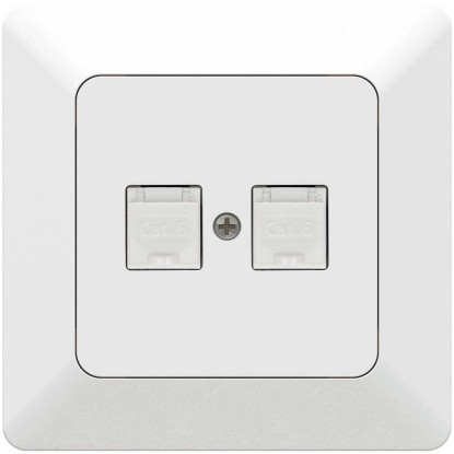 Unterputz-Netzwerk Priamos 2 x RJ45 Kat. 6 ungeschirmt IP20 Weiss Gr. 1 x 1