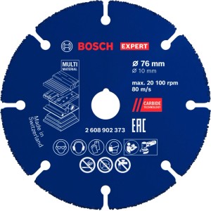 Disque à tronçonner bleu Bosch Expert Carbide Multi Wheel, diamètre 76 mm, pour meuleuses d'angle.