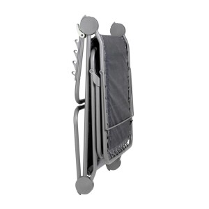 Lafuma Siesta LightComfort® Ombre, lettino piegato, struttura e rivestimento grigi.