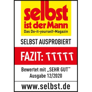 Siegel „selbst ist der Mann“: Sehr gut bewerteter Gardena Laub- und Rasensammler, Ausgabe 12/2020.