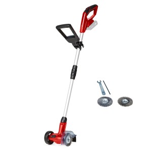 Pulitore per fughe a batteria Einhell Power X-Change GC-CC 18 Li Solo con spazzole e accessori.