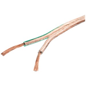 Schwaiger Lautsprecherkabel, 2x1,5 mm², 10 m, transparent mit grüner Kennlinie.