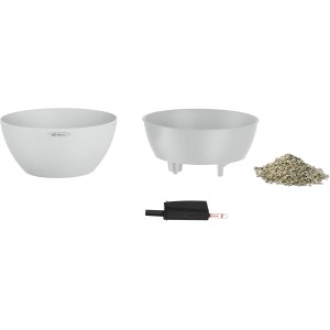 Pot de fleurs Lechuza Cubeto Stone 30 Quartz blanc avec accessoires pour l'irrigation du sol.