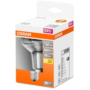 Osram LED riflettore R80 E27, bianco caldo, 60W, 345lm nella scatola.