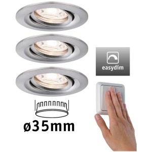 Paulmann Spot LED à encastrer Nova Mini Plus fer, lot de 3 avec fonction EasyDim.