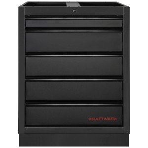 Armoire à outils noire Kraftwerk Mobilio avec 5 tiroirs pour atelier et garage.