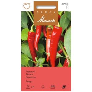 Sachet de graines Peperoni Fuego : Piments rouges forts sur la plante.