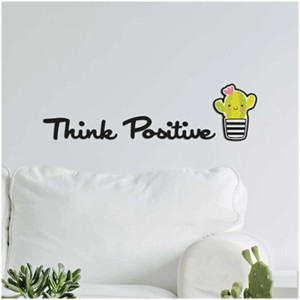 Wandsticker Think Positive mit Kaktus, 3D-Foam, Größe S.