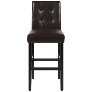 Tabouret de bar Beliani Madison, cuir synthétique marron foncé, aspect matelassé. Tabouret pour cuisine et bar.
