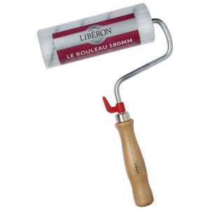 Liberon Farbroller 18 cm mit Holzgriff und Polyesterfaser für gleichmäßigen Farbauftrag.