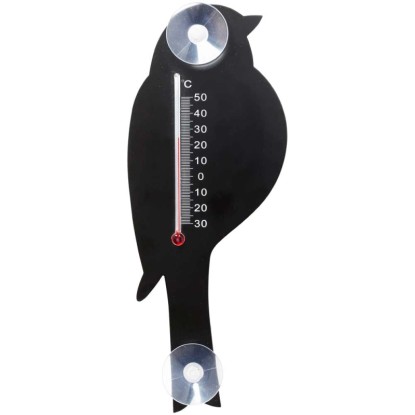 Möller Therm Thermomètre de fenêtre oiseau en métal Noir