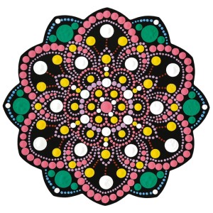 Aladine Dot Art stencil con pannello MDF (20x20 cm) per motivi a punti e dot painting.