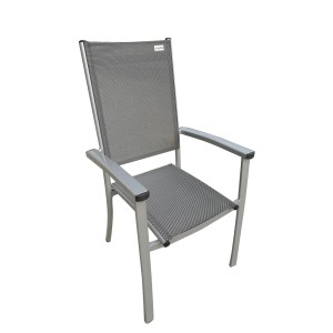 Chaise empilable Doppler Active Alu Textilen Noir, chaise de jardin avec structure en aluminium et revêtement textile.