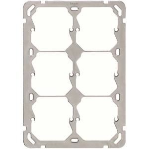 Plaque de fixation Hager Kallysto, verticale, taille 3x2 pour appareillage apparent.