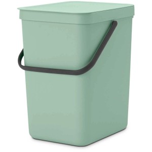 Brabantia Abfallbehälter Sort & Go, 25 l, Jade Green. Mülleimer mit Deckel und Tragegriff.