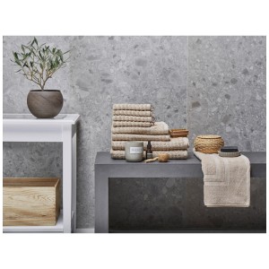 Ensemble de serviettes beige Beliani Atai, 9 pièces, en coton avec serviettes, serviettes d'invités, draps de bain et tapis de bain.
