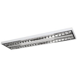 Plafonnier LED à grille blanc Eglo Martelliano, 124,5x31,2 cm, pour bureau et couloir.