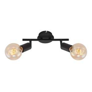 Spot double noir Briloner Pearl E27, plafonnier orientable (ampoules non incluses)