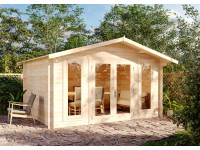 Alpholz Holz-Gartenhaus Satteldach Unbehandelt 380 cm x 272 cm