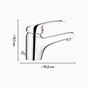 Miscelatore lavabo baliv WT-5090 cromato con leva e set di scarico a saltarello.