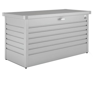 Biohort Box per il tempo libero 130, argento metallizzato, box universale in metallo con serratura a cilindro e molla a gas.