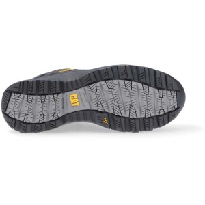 Semelle de la chaussure de sécurité noire Cat Elmore S1P, taille 43. Antidérapante et robuste pour une adhérence sûre.
