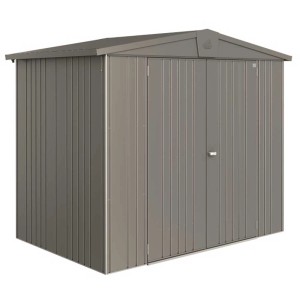 Abri de jardin Europa 3 en gris quartz métallisé de Biohort : abri en acier avec double porte.