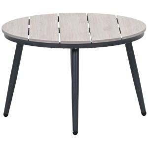 Tavolino lounge rotondo Garden Impressions Margriet, alluminio/effetto legno, nero/naturale, Ø 70 cm.
