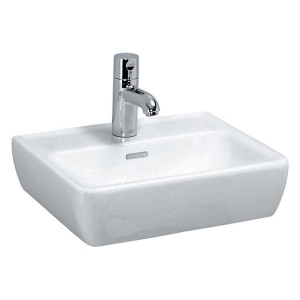 Lave-mains Laufen Pro, 45x34 cm, blanc, avec robinet, idéal pour les petites salles de bains et les toilettes invités.