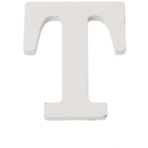 Lettera T bianca in MDF, altezza 5,5 cm, per bricolage e decorazioni.
