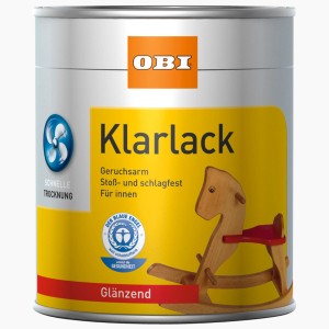 Dose OBI Klarlack Transparent glänzend 2,5 l für Holz im Innenbereich.