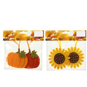 Pendentifs en feutre d'automne, lot de 2 : Décorations citrouille et tournesol pour l'automne.