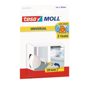 Tesamoll Universal joint de bas de porte, blanc, 1 m x 38 mm, pour joints de portes et fenêtres.