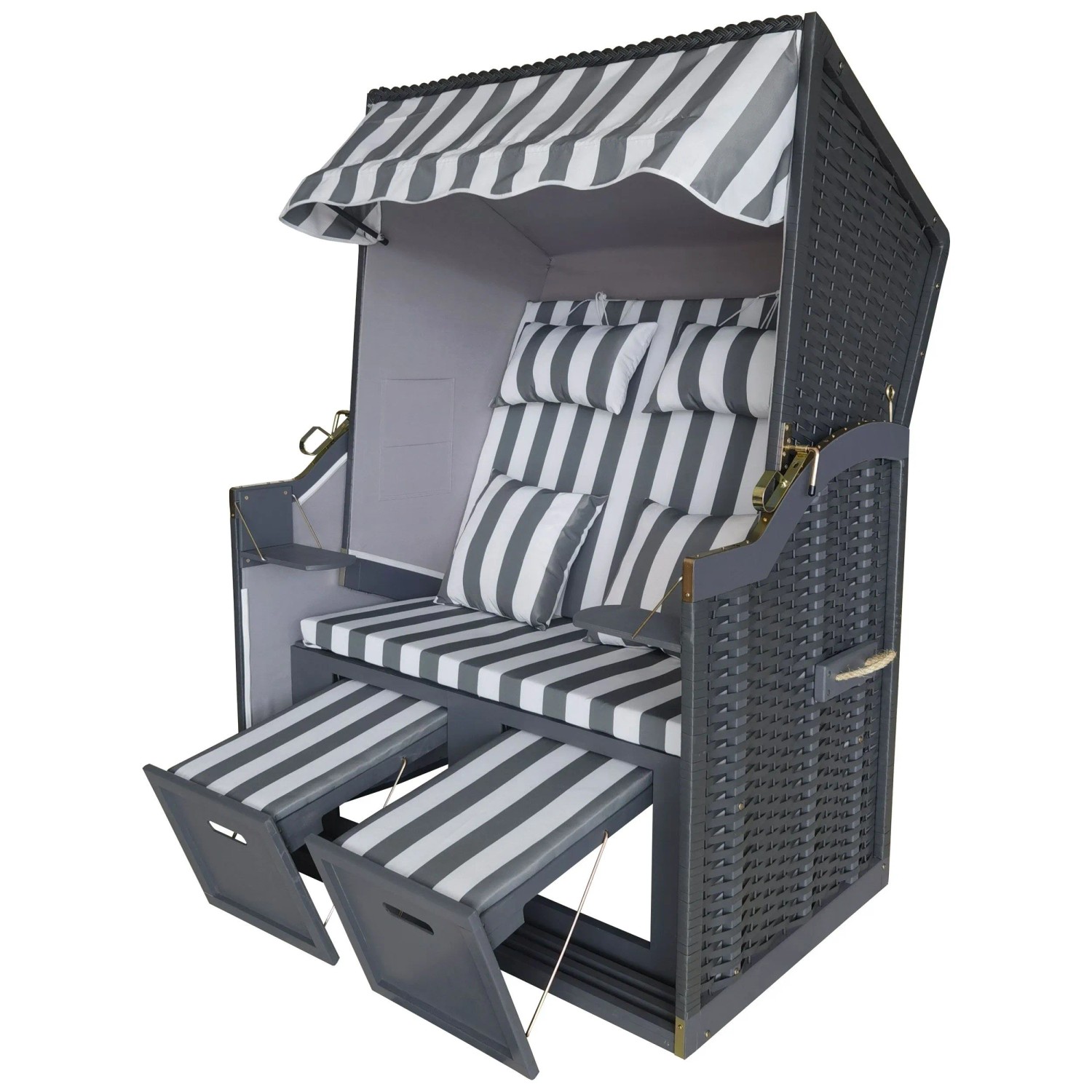 Acamp Strandkorb Rügen Nadelholz PE-Rattan Grau 160 x 110 x 81 cm