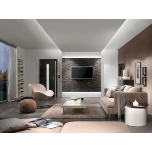 Wohnzimmer mit indirekter Beleuchtung durch Paulmann MaxLED LED-Streifen und passendem Power Supply.