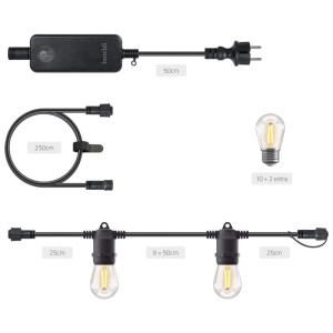 Catena luminosa da giardino Hombli con 12 LED bianco caldo, lunghezza 5 m per un'illuminazione esterna suggestiva.