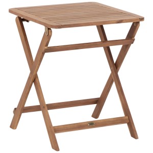 Klappbarer, brauner Beliani Outdoor-Beistelltisch Paraggi aus Akazienholz, 72x60x60 cm.