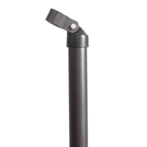 Jambe de force anthracite métallisé, 150 cm, avec capuchon et collier de serrage pour construction de clôture.